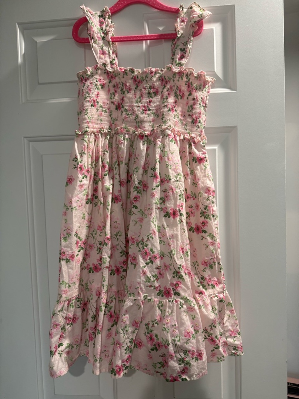 Janie and Jack Girls Floral Pink Sundress - Smocked Bodice